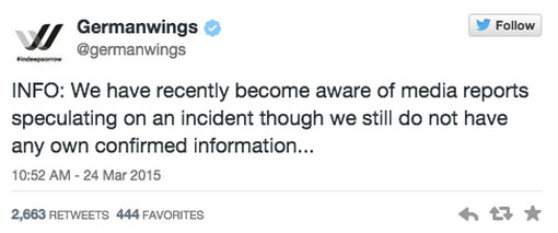 Germanwings tweet as crisis was emerging