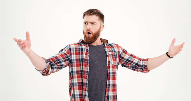 Man using vocal communication