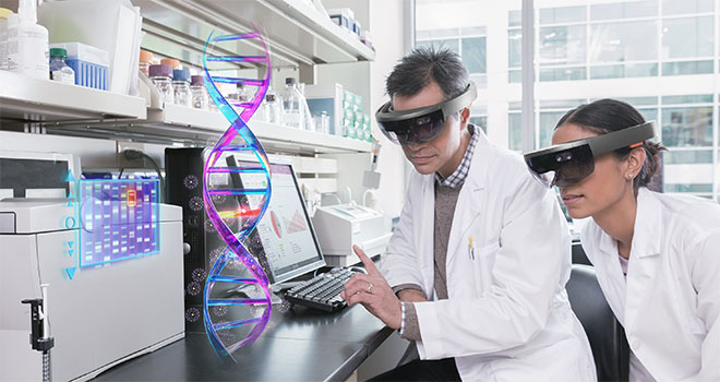 Microsoft Hololens in use